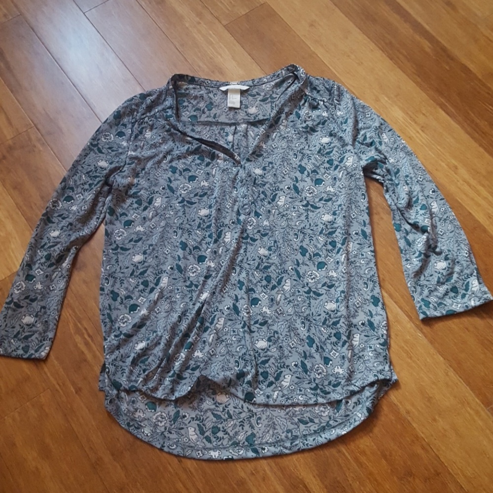 H&M Three Quarter Lenth Tee with Birds and Flowers